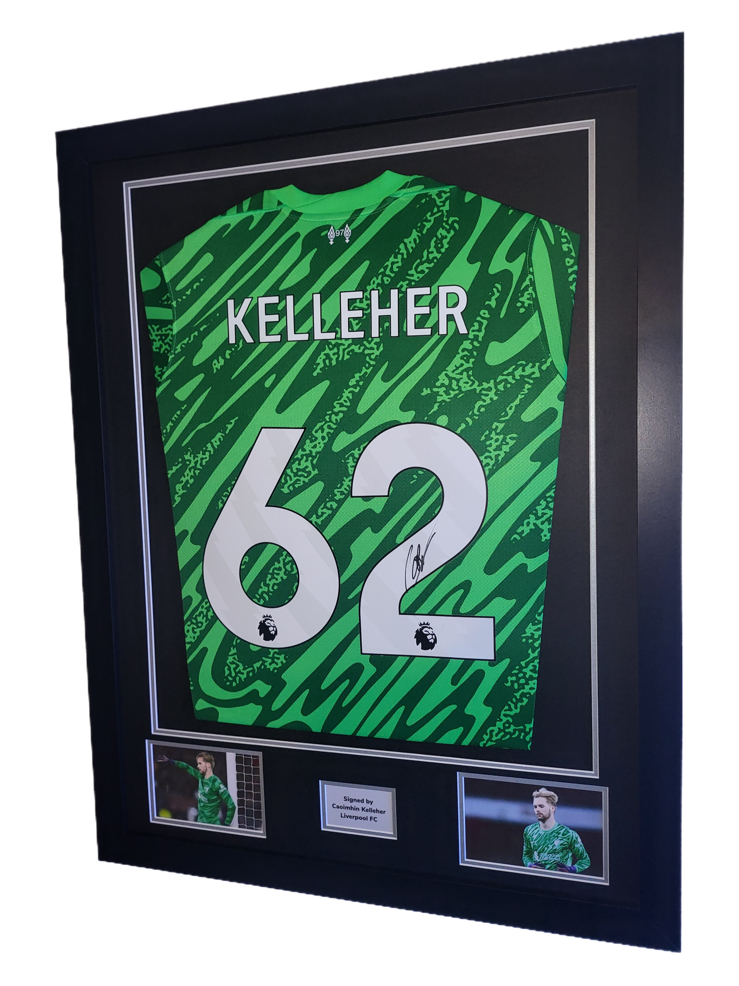Caoimhim Kelleher Hand Signed Liverpool Green 2024/25 Framed Shirt with COA