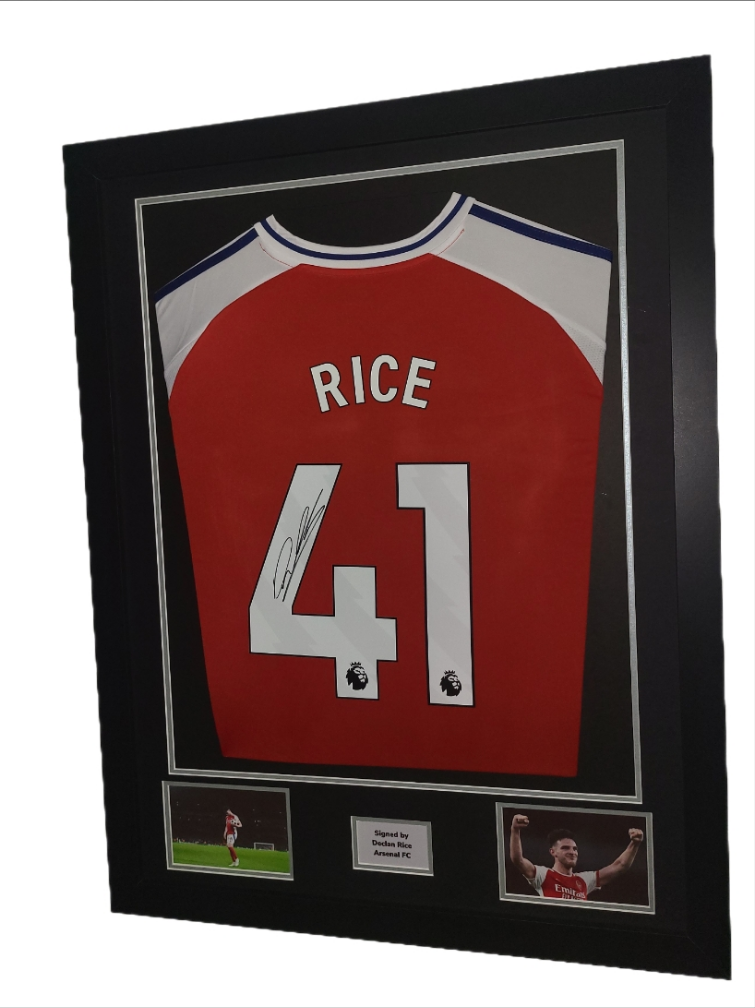 Declan Rice Hand Signed Arsenal FC Home 2024/25 Framed Shirt with COA