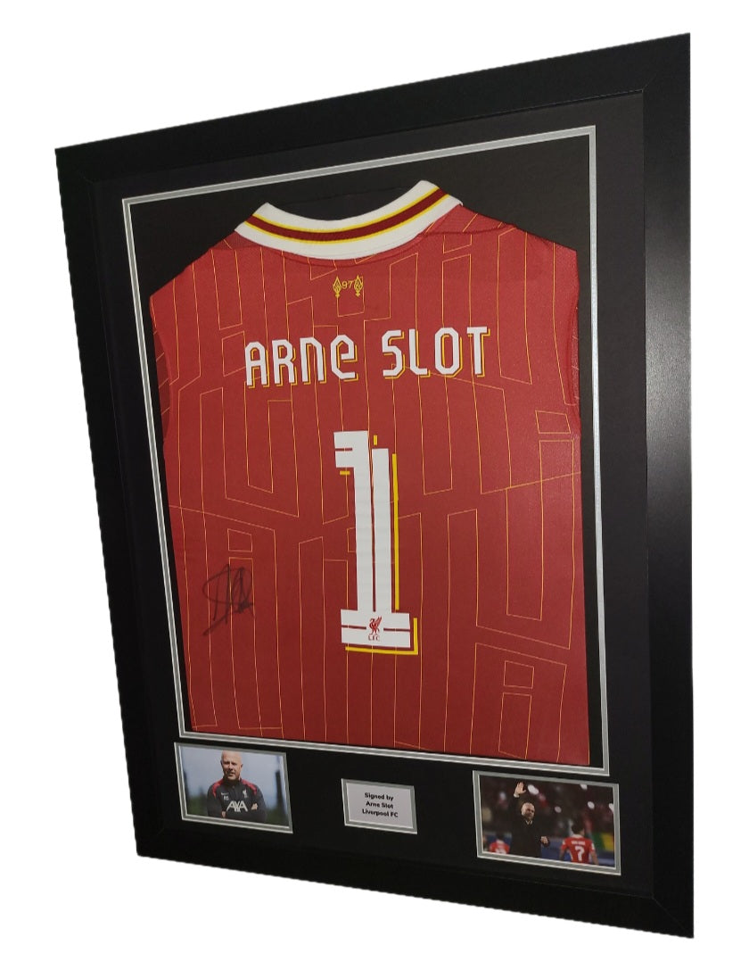 Arne Slot Signed Liverpool Home 2024/25 Framed Shirt with LFC Numbers and COA