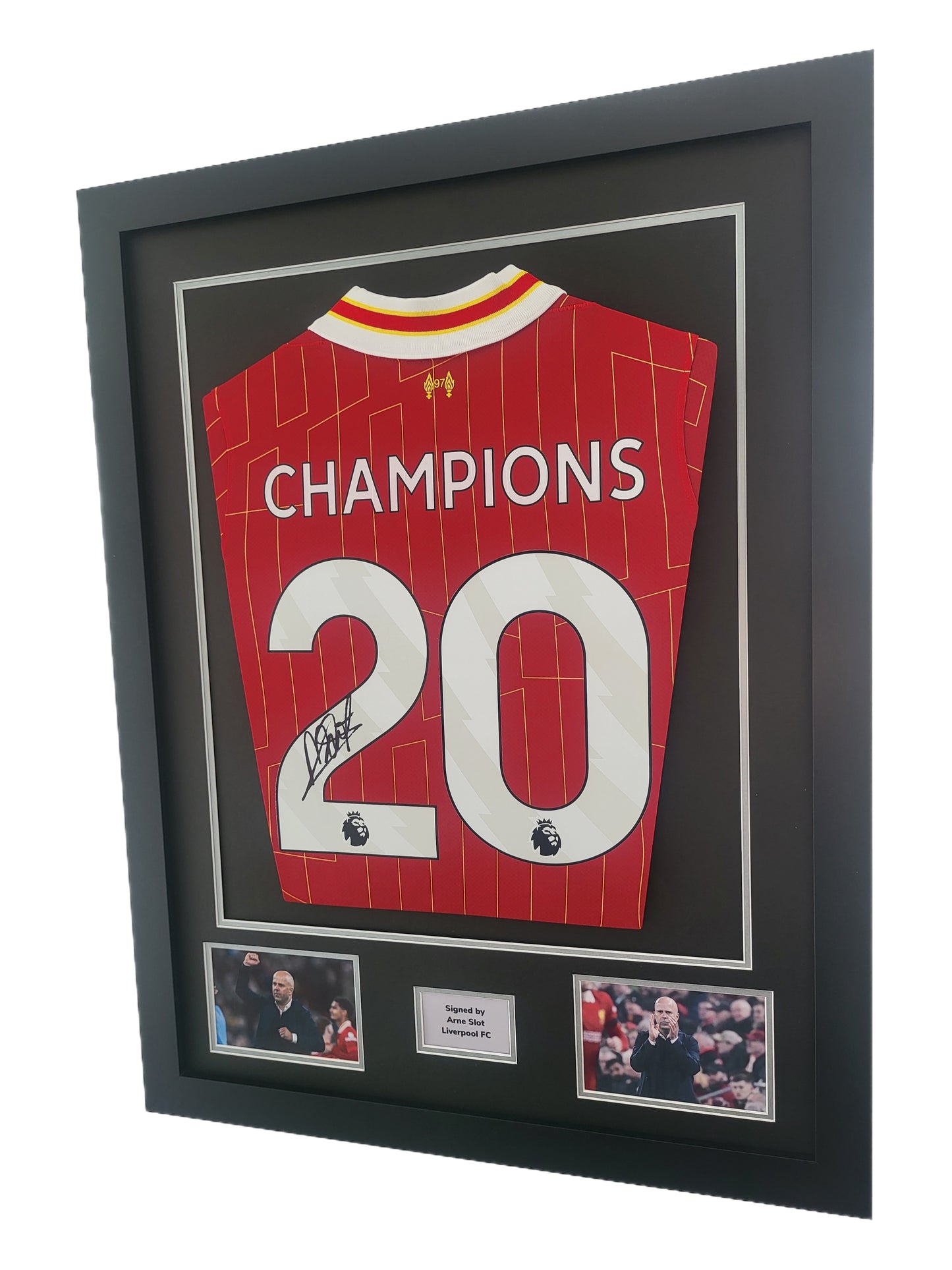 Arne Slot Signed Liverpool Champions White Home 2024/25 Framed Shirt with COA