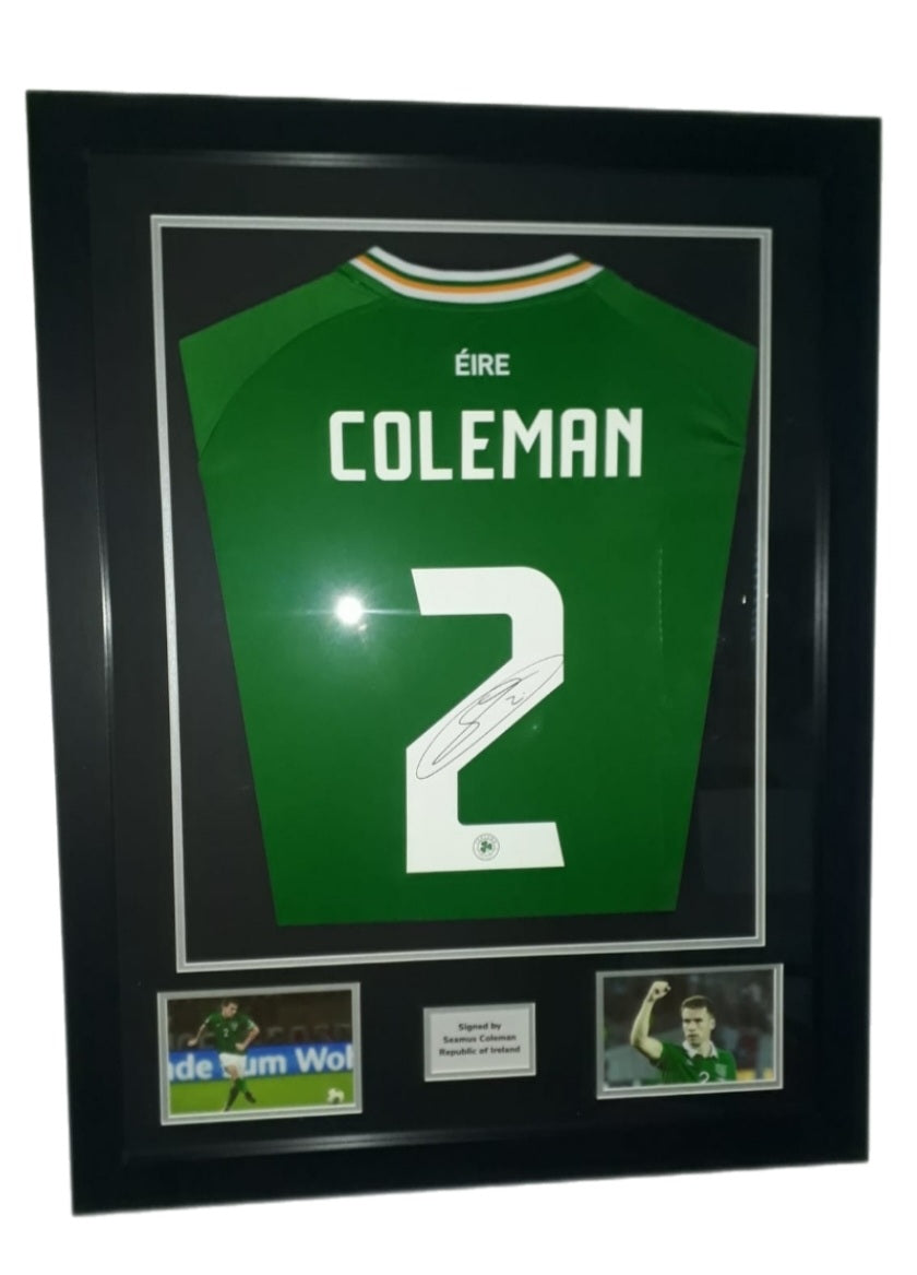 Seamus Coleman Hand Signed Republic of Ireland Framed Shirt