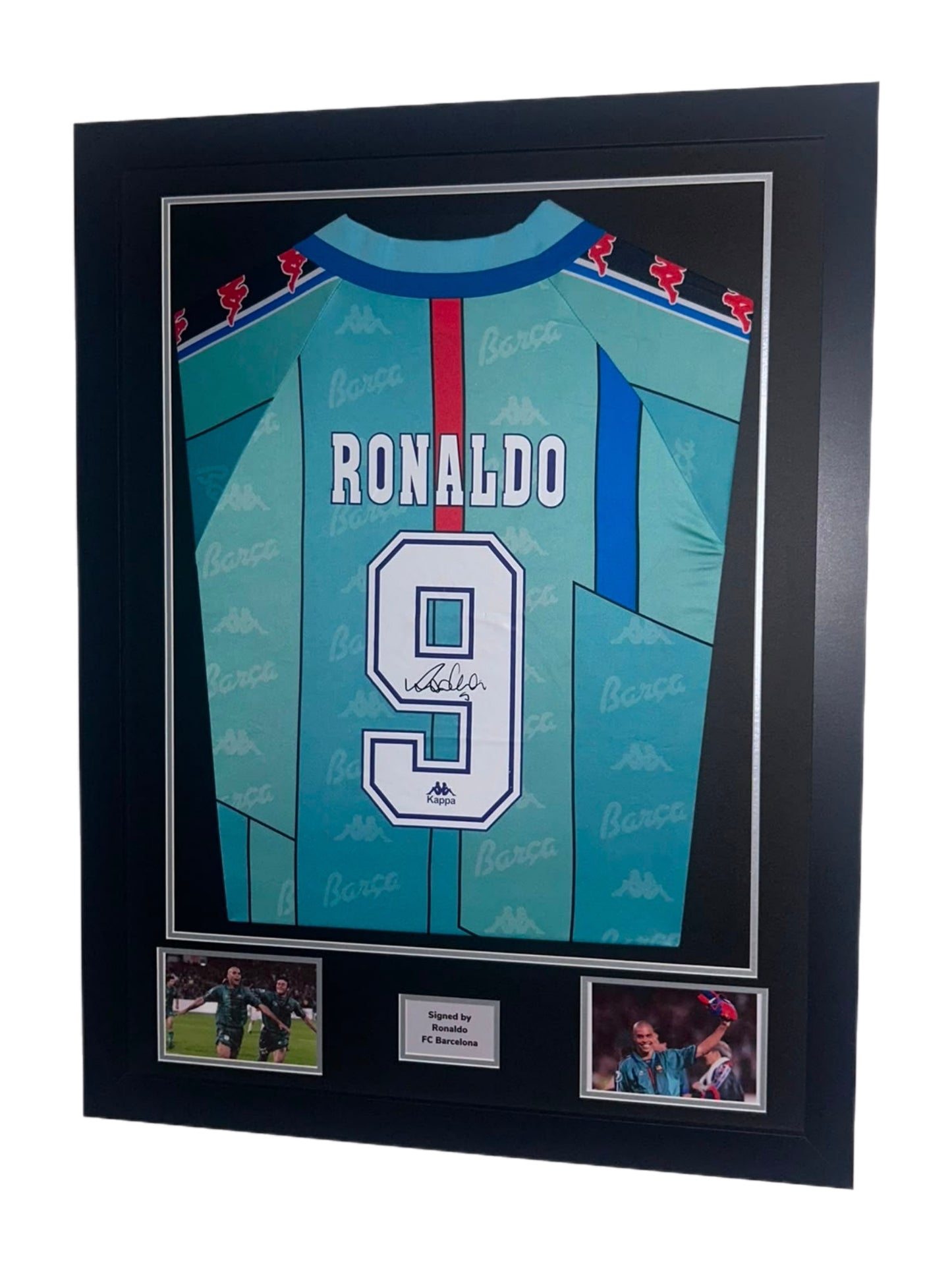 Ronaldo Hand Signed Barcelona 1996/97 Away Framed Shirt with COA