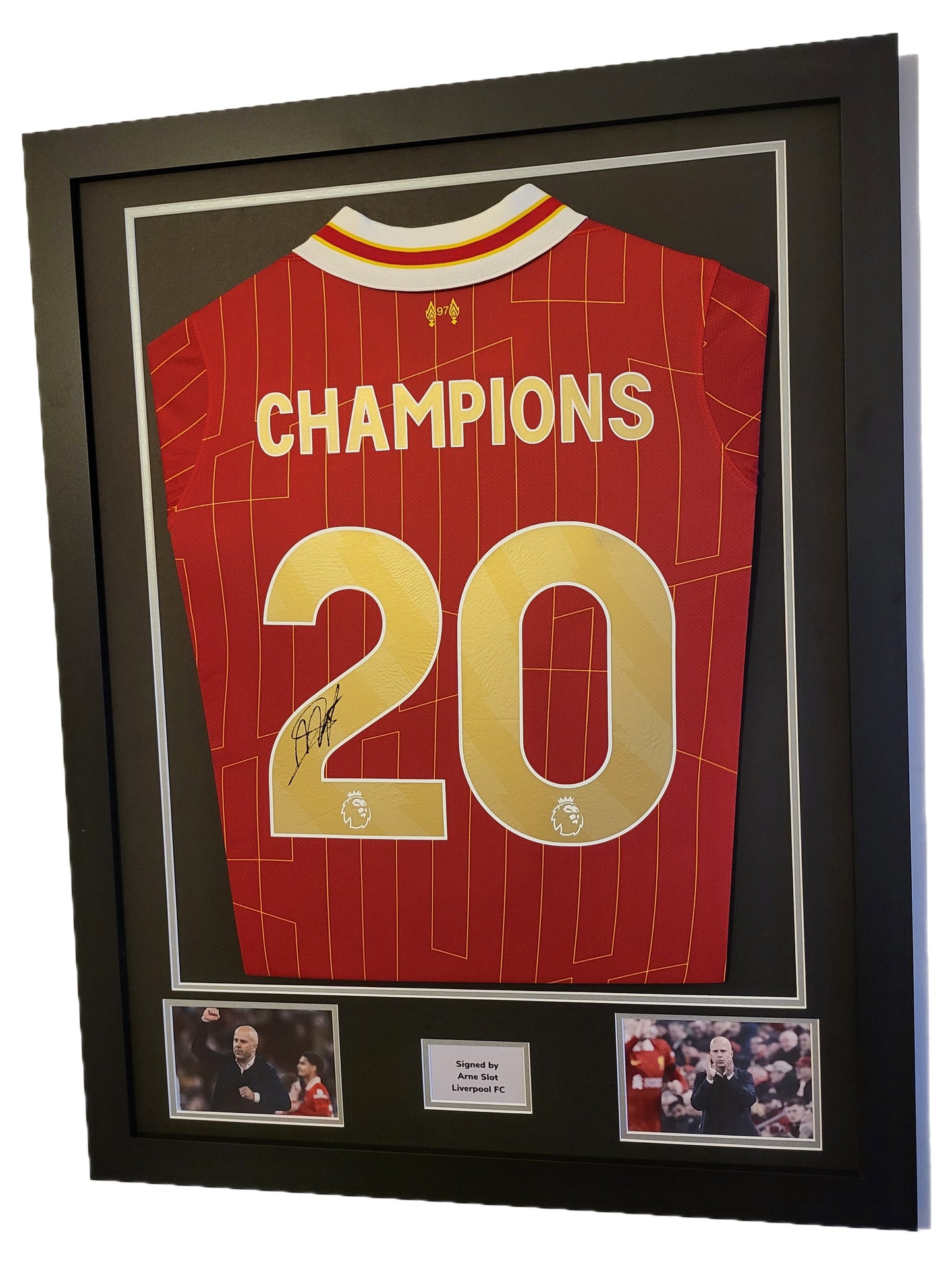 Arne Slot Signed Liverpool Gold Champions Home 2024/25 Framed Shirt with COA
