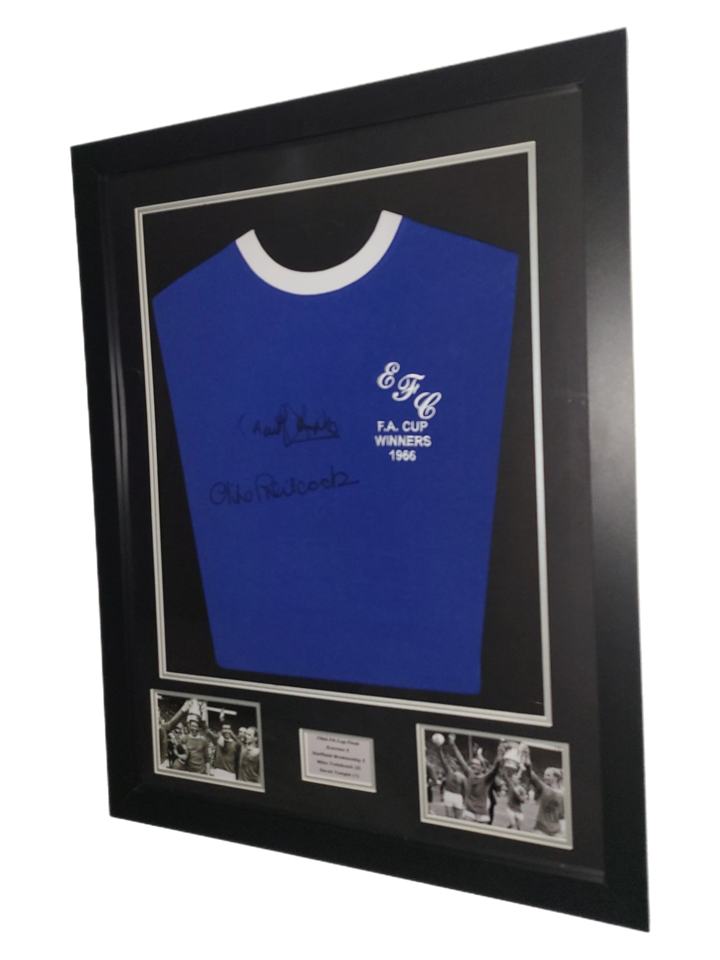 Front signed Everton Home 1966 FA Cup Final Framed Shirt with COA
