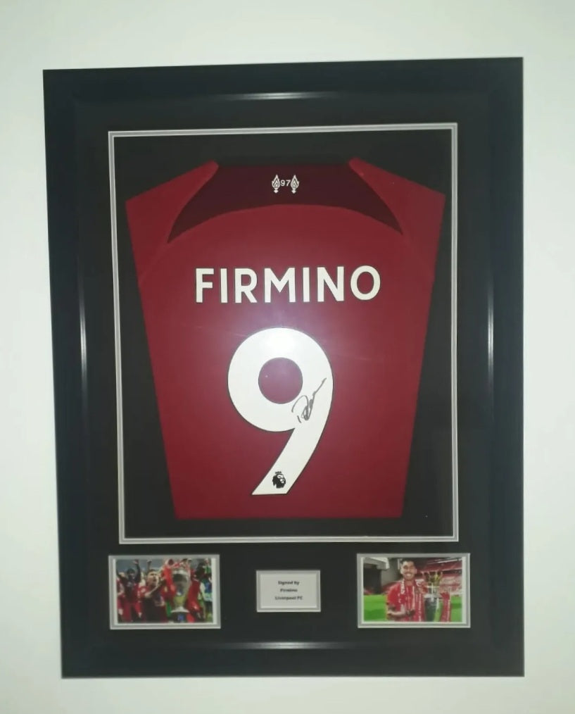 Roberto Firmino Hand Signed Liverpool Home 2022/23 Framed Shirt with COA