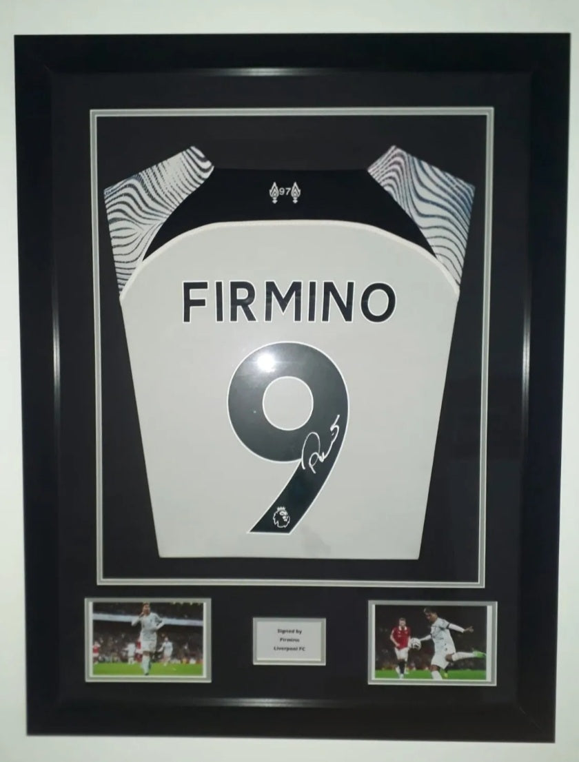 Roberto Firmino Hand Signed Liverpool Away 2022/2023 Framed Shirt with COA