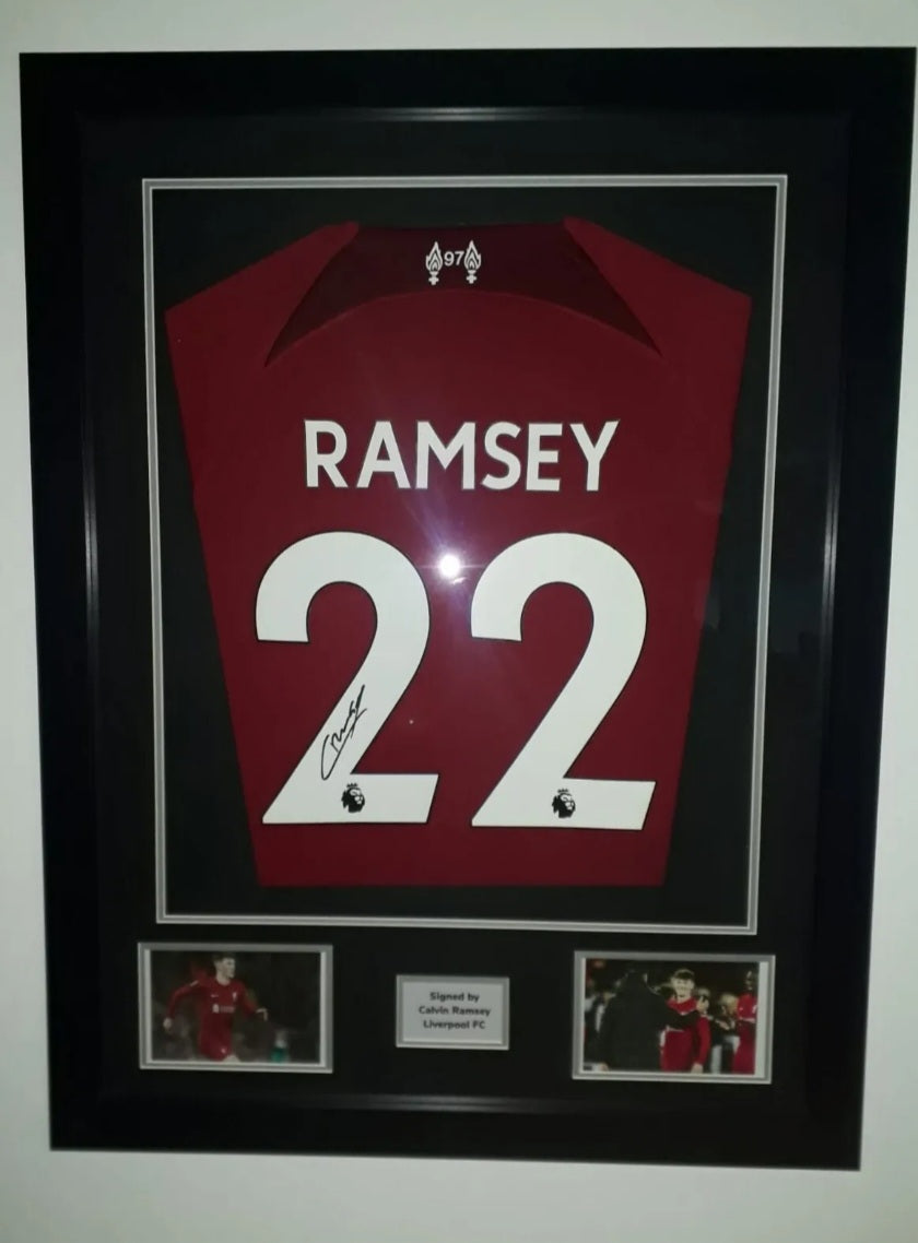 Calvin Ramsey Hand Signed Liverpool FC Home 2022/2023 Framed Shirt with COA