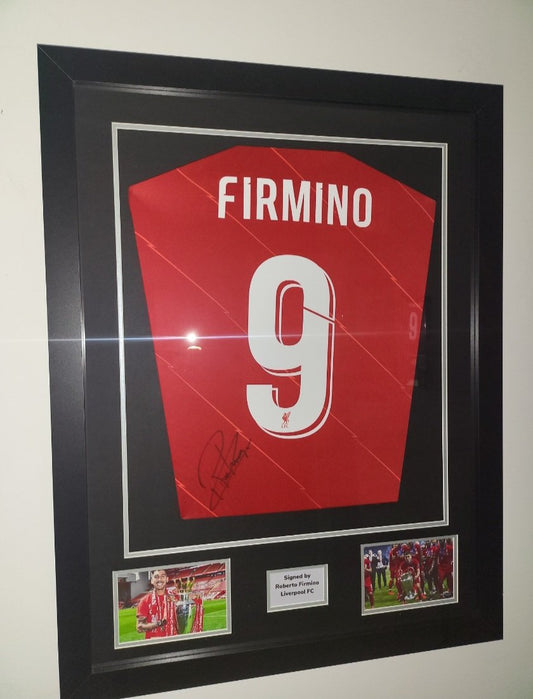 Roberto Firmino Hand Signed Liverpool Home 2021/22 Framed Shirt with COA