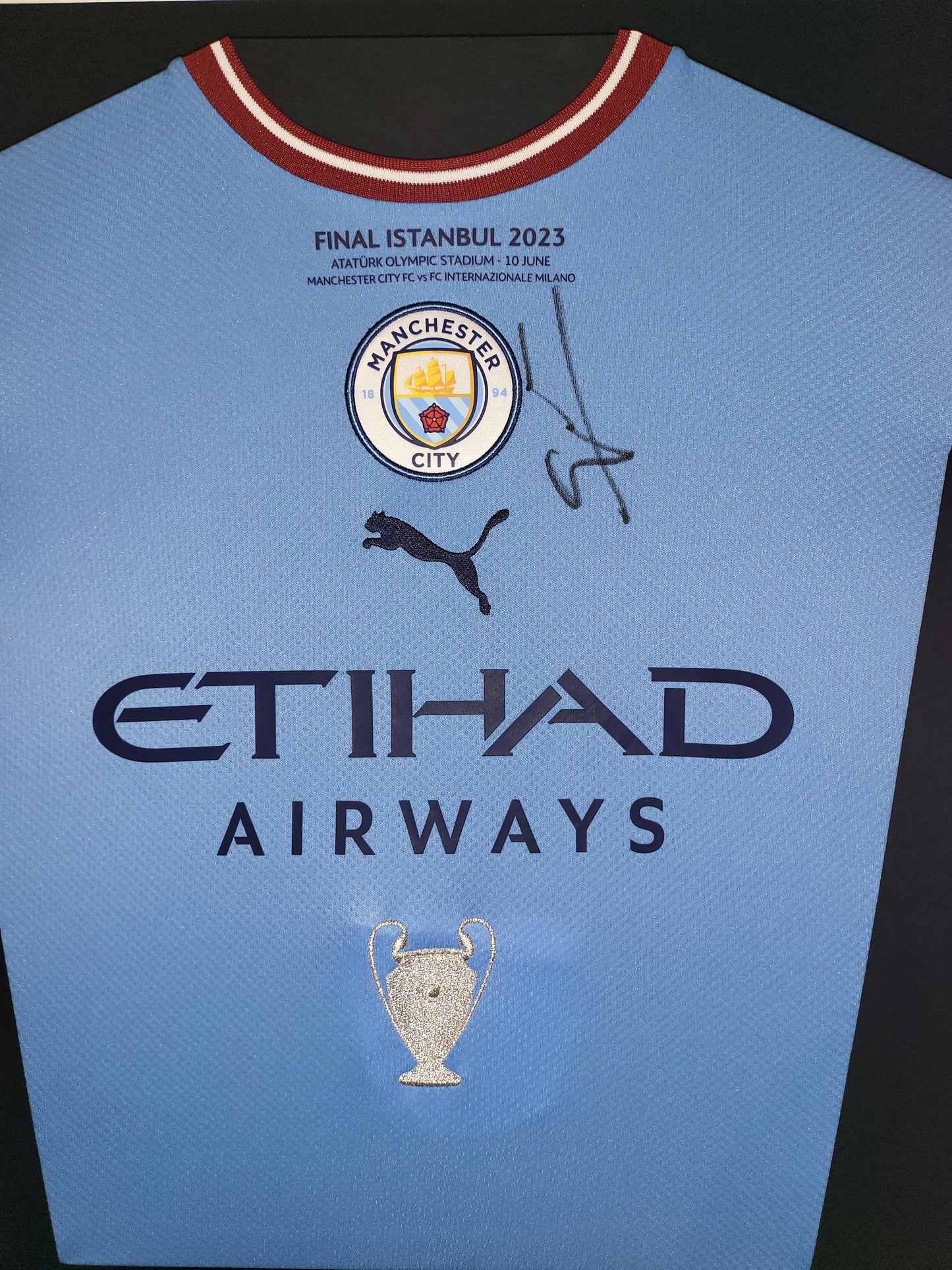 Pep Guardiola Manchester City 2022/23 signed Champions League Final Framed Shirt with COA