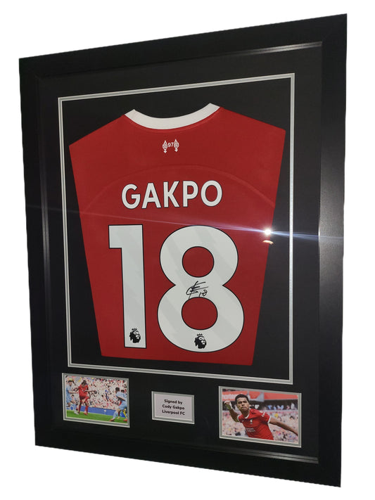 Cody Gakpo Hand Signed Liverpool FC Home 2023/2024 Framed Shirt with COA