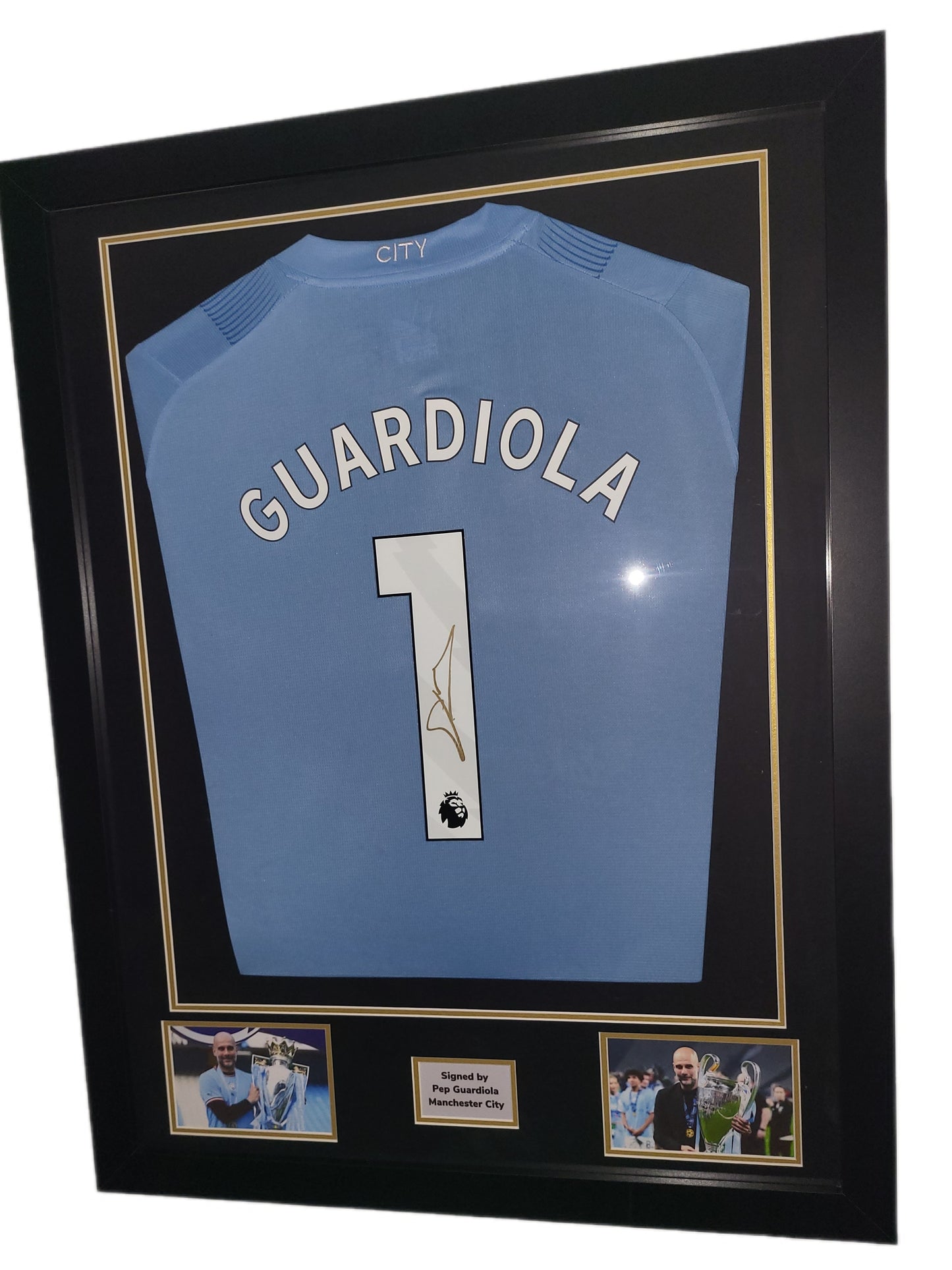 Pep Guardiola Manchester City 2023/24 signed Framed Shirt with COA