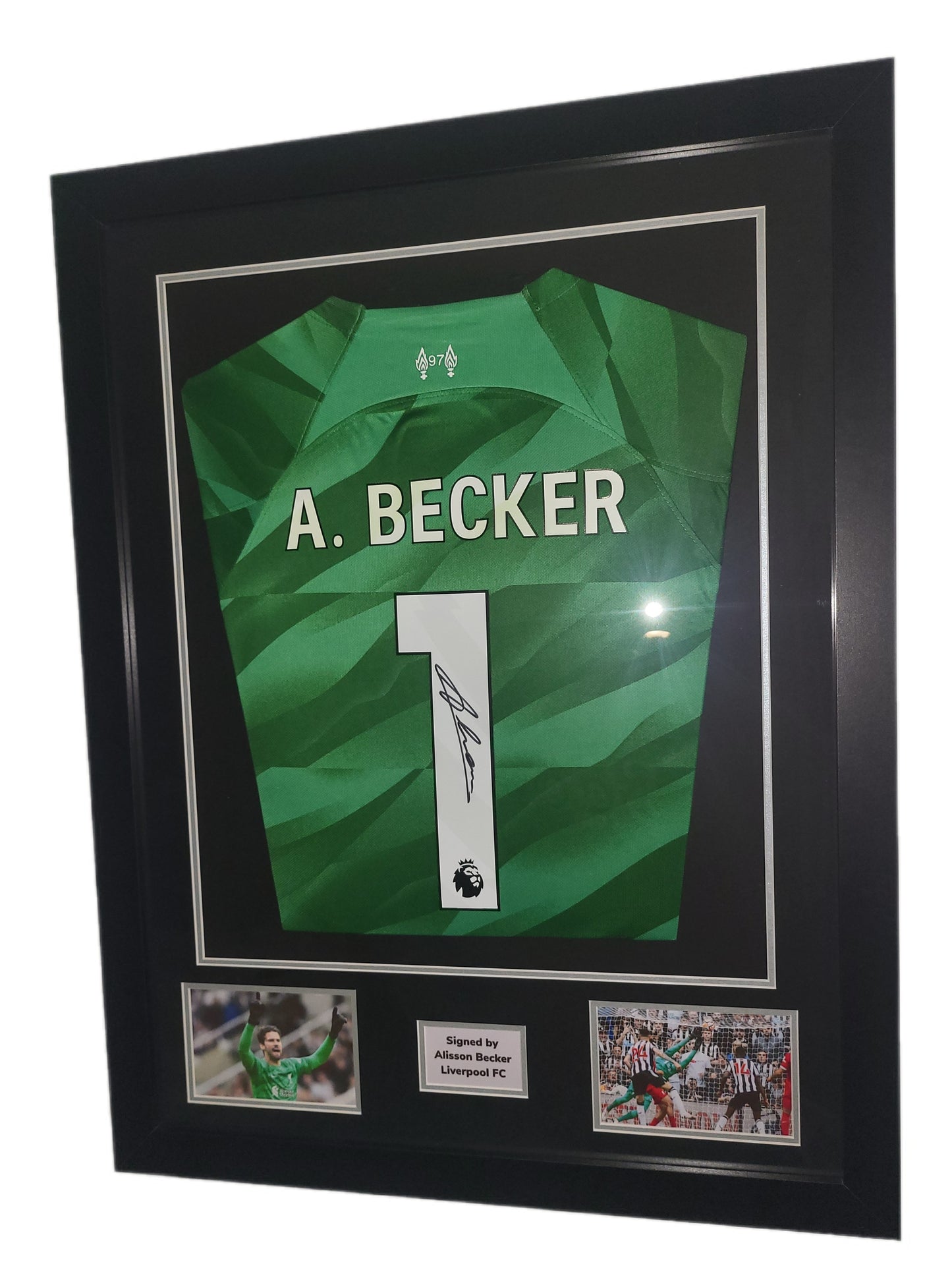 Alisson Becker Hand Signed Liverpool Green 2023/24 Framed Shirt with COA