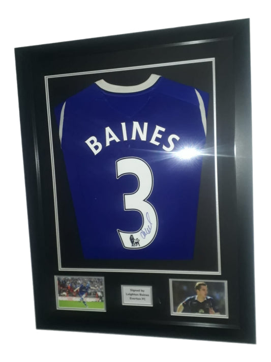 Leighton Baines Signed Everton FA Cup Final Season Home Framed Shirt with COA