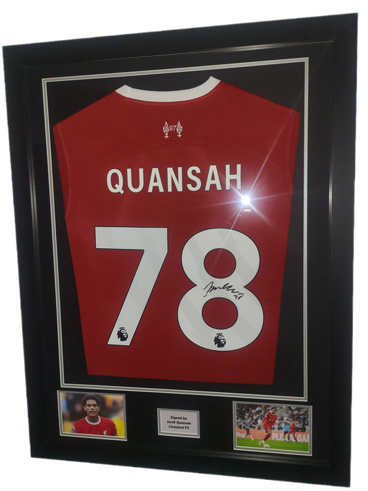 Jarell Quansah Hand Signed Liverpool Home 2023/24 Framed Shirt with COA