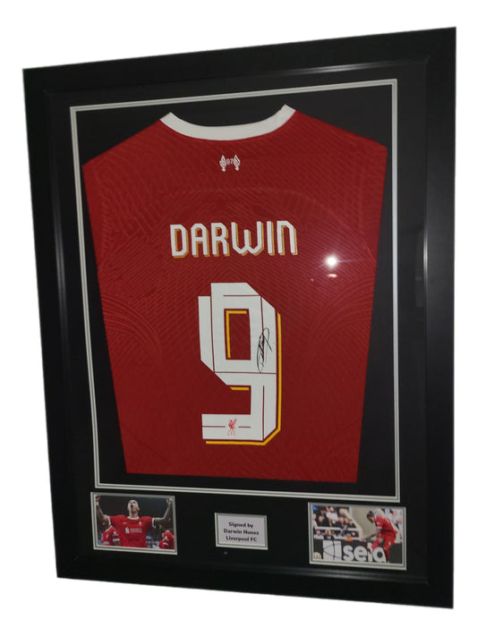 Darwin Nunez Hand Signed Liverpool Home 2023/24 Framed Shirt with COA and LFC club nameset