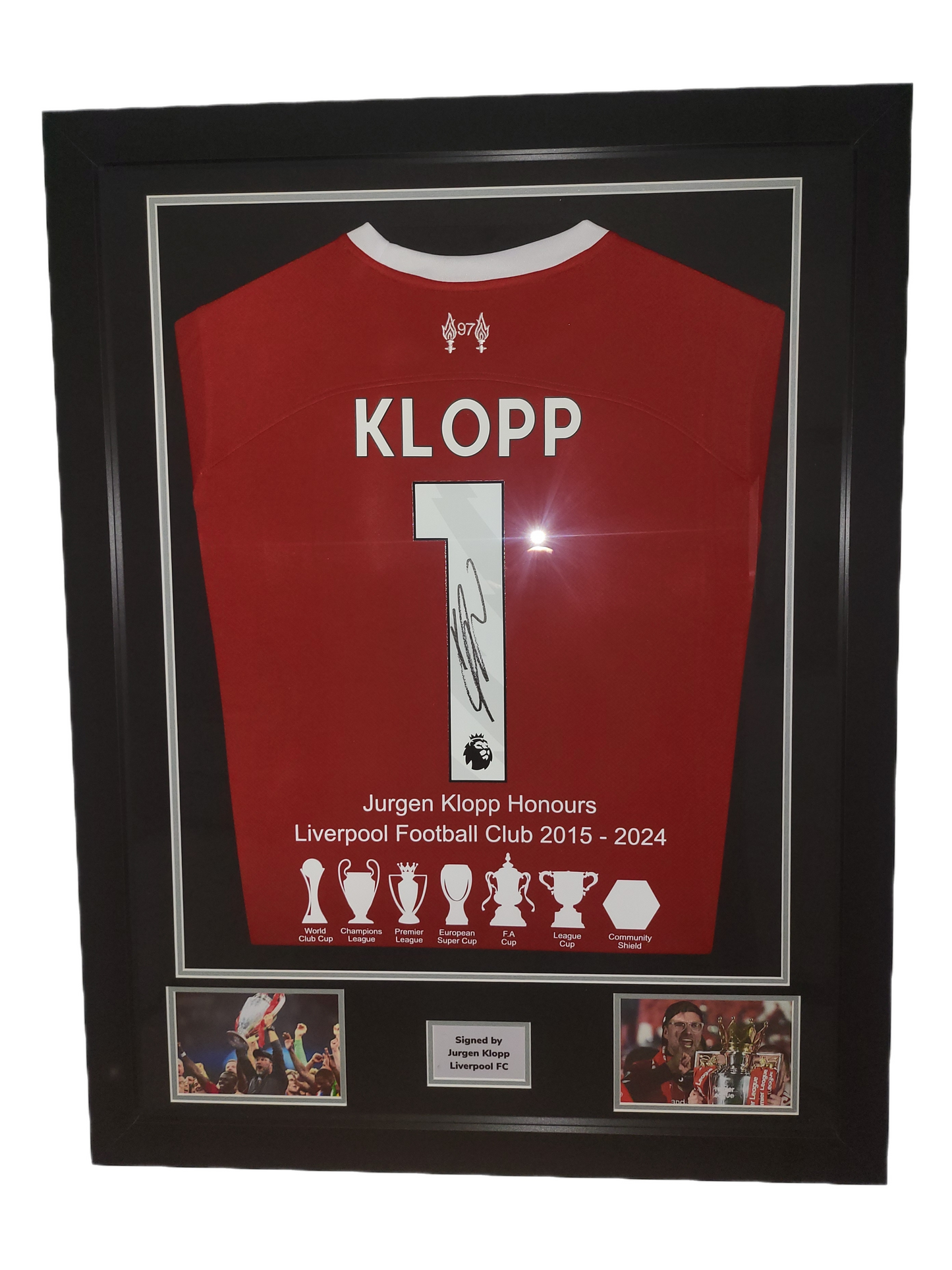 Jurgen Klopp Hand Signed Liverpool Home 23/24 Framed Shirt with COA with Honours