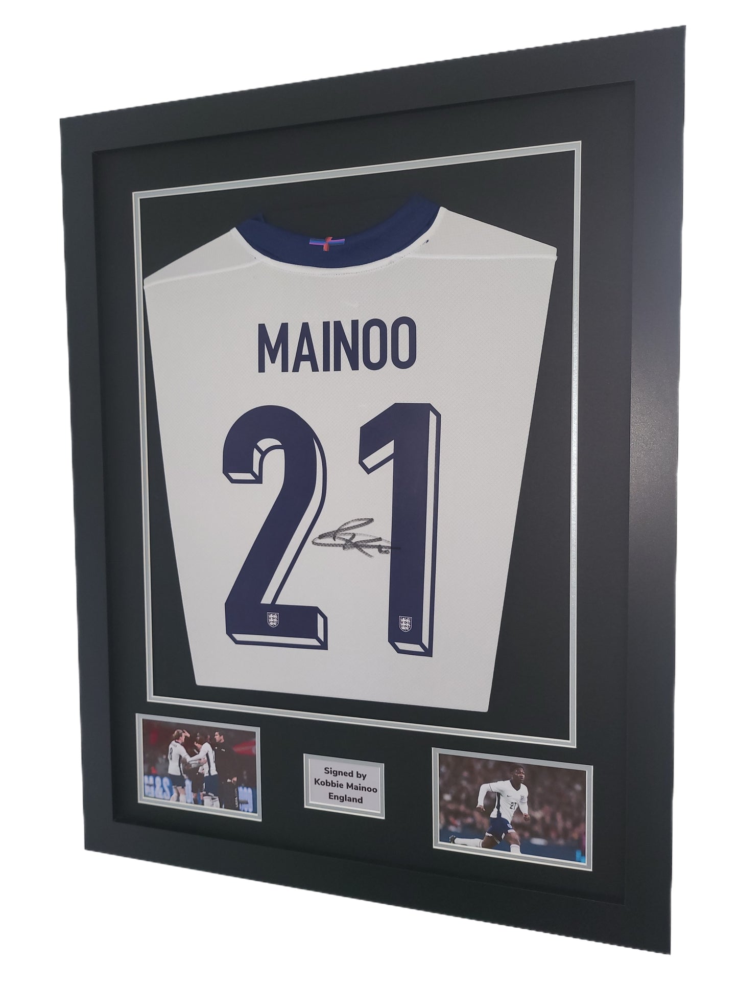 Kobbie Mainoo Hand Signed England Home 2024 Framed Shirt with COA