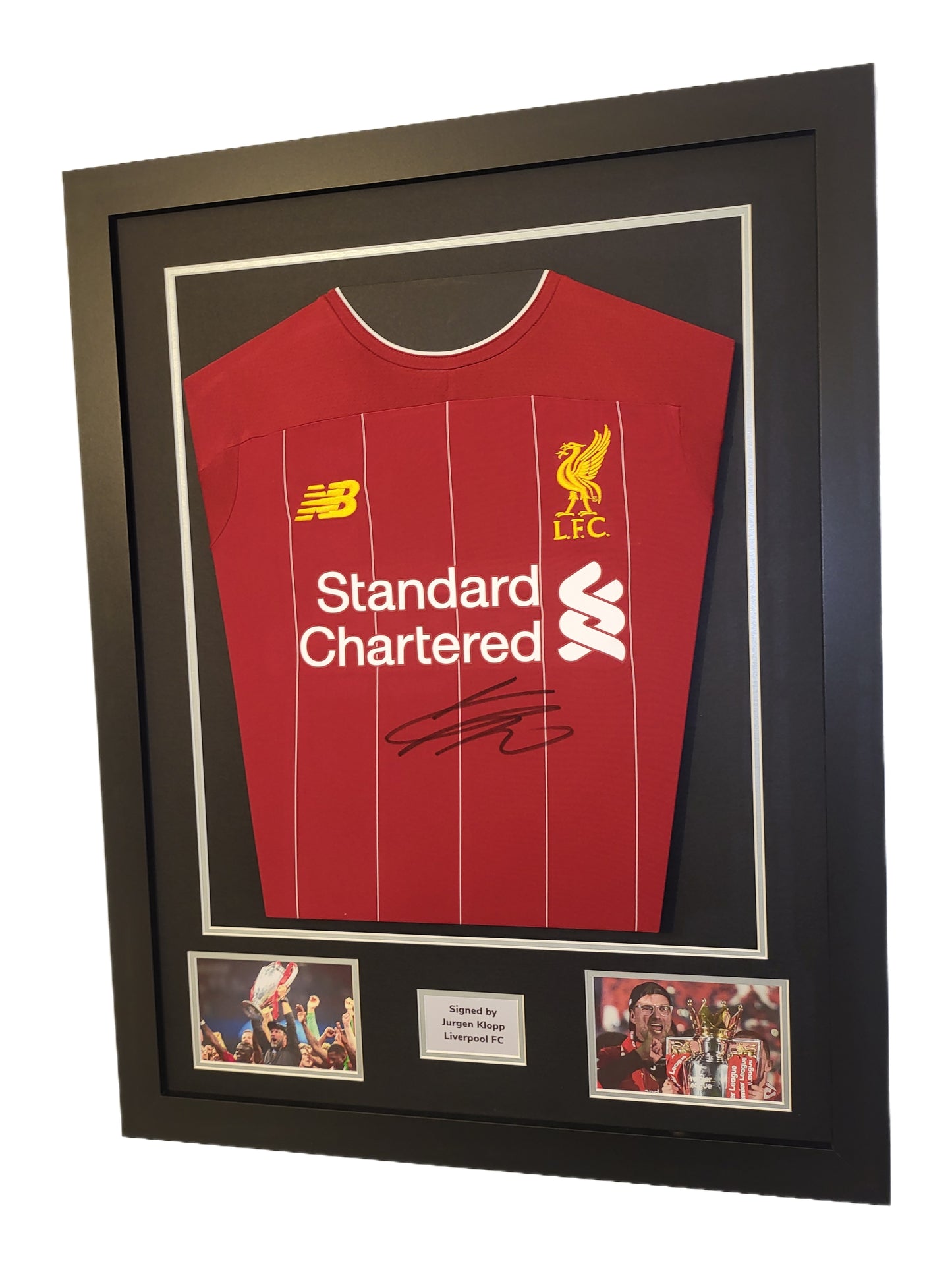 Jurgen Klopp Front Signed Liverpool Home 2019 Premier League Winning Framed Shirt with short signature COA