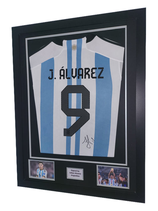 Julián Álvarez Hand Signed Argentina Framed Shirt with COA