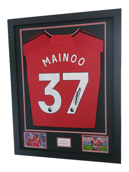 Kobbie Mainoo Hand Signed Manchester United Home 2023/24 Framed Shirt with COA