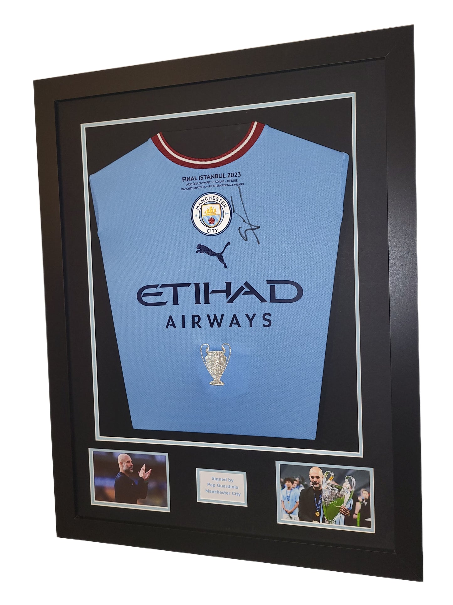 Pep Guardiola Manchester City 2022/23 signed Champions League Final Framed Shirt with COA