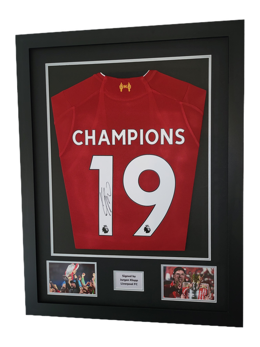 Jurgen Klopp Hand Signed Champions Liverpool Home 2019 League Winning Framed Shirt with COA