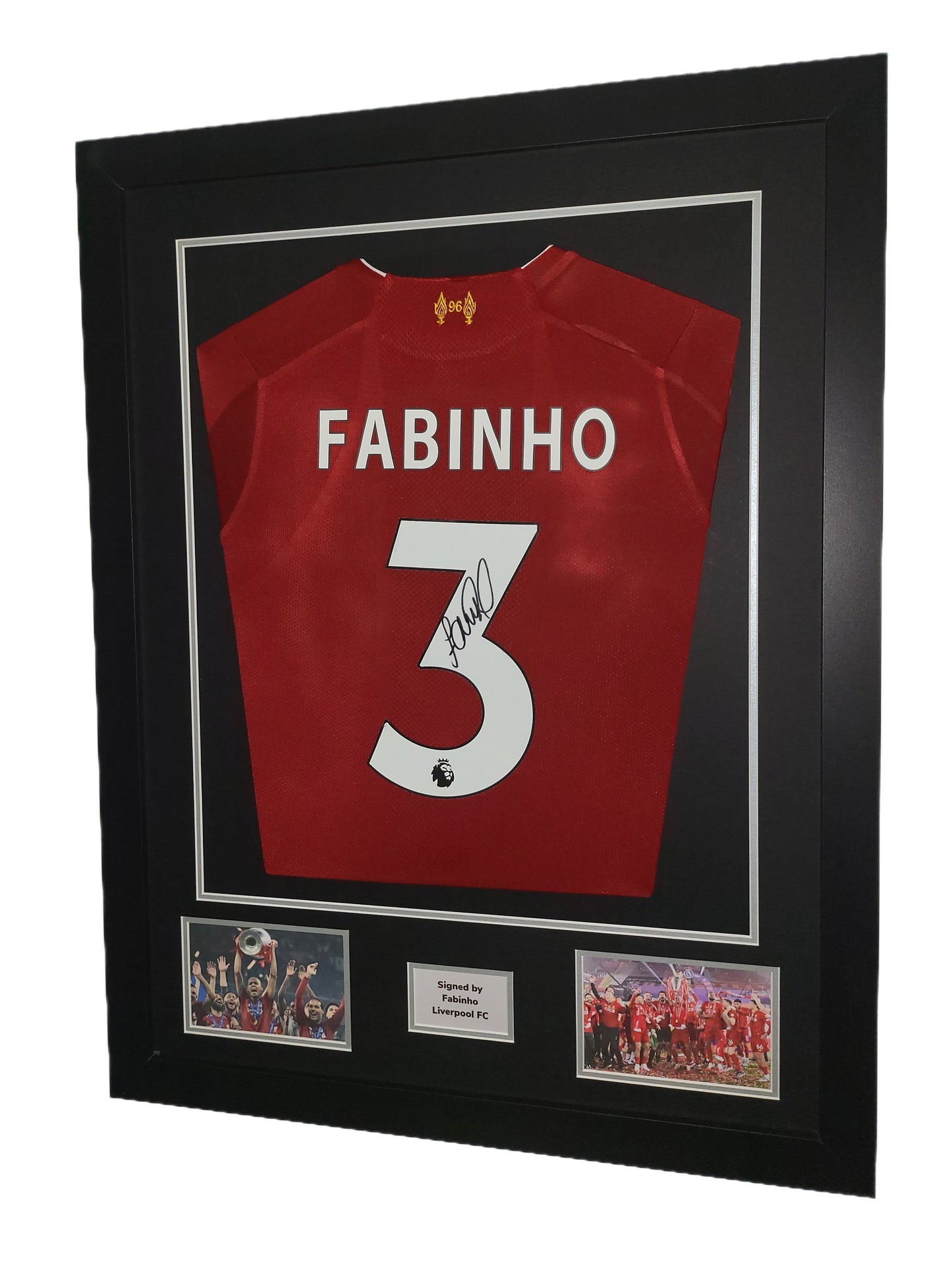 Fabinho Hand Signed Liverpool Home 2019 League Winning Framed Shirt with COA