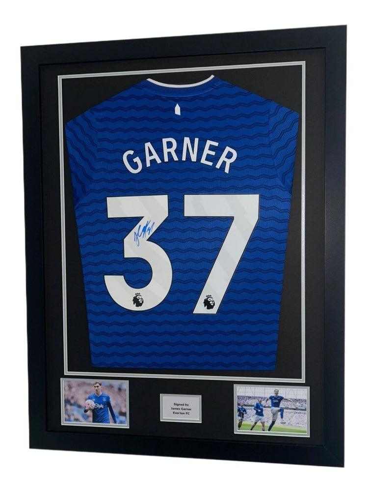 James Garner Hand Signed Everton Home 2025/26 Framed Shirt