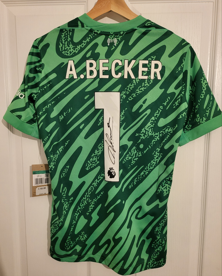 Alisson Becker Hand Signed Liverpool Green 2024/25 Framed Shirt with COA