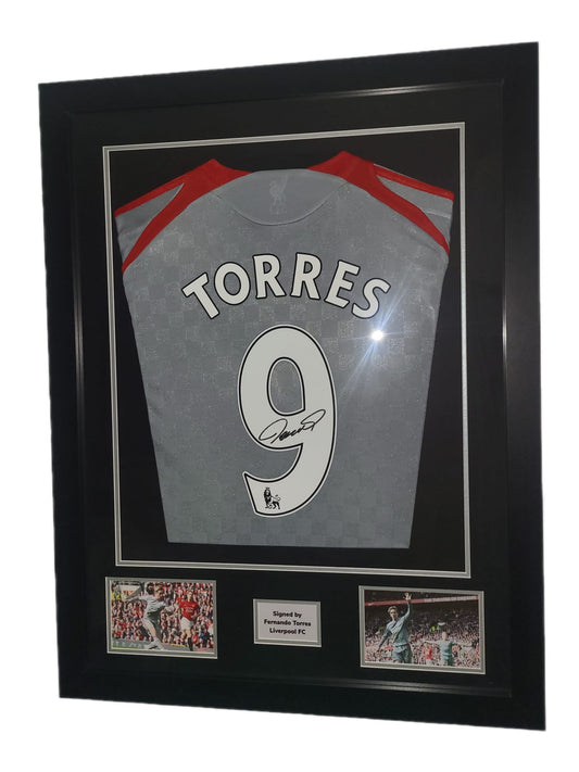 Fernando Torres Signed Liverpool Silver away Framed Shirt with COA