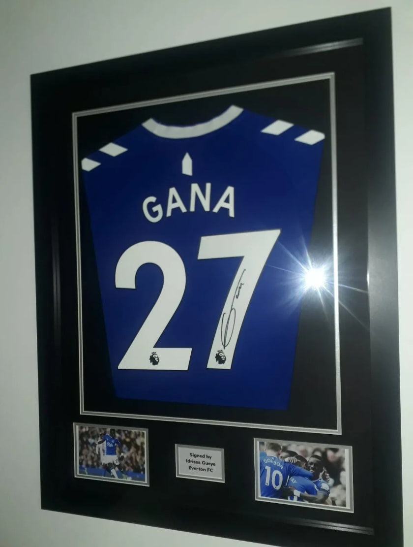 Idrissa Gana Gueye Hand Signed Everton Home 2022/23 Framed Shirt with COA