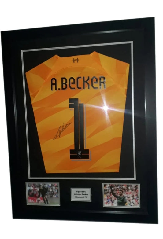 Alisson Becker Hand Signed Liverpool Orange 2023/24 Framed Shirt with COA