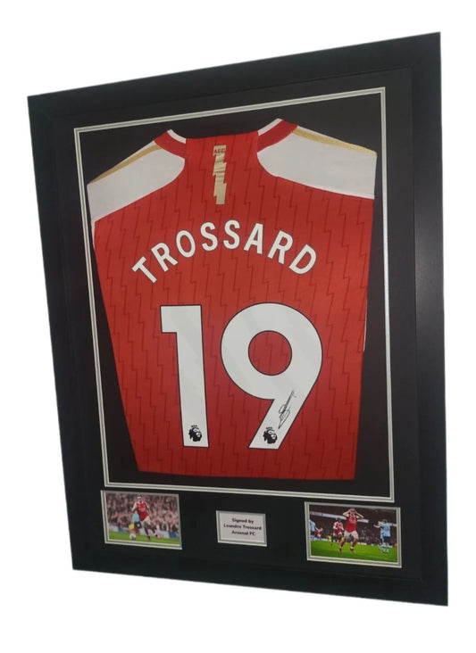 Leandro Trossard Hand Signed Arsenal FC Home 2023/2024 Framed Shirt with COA