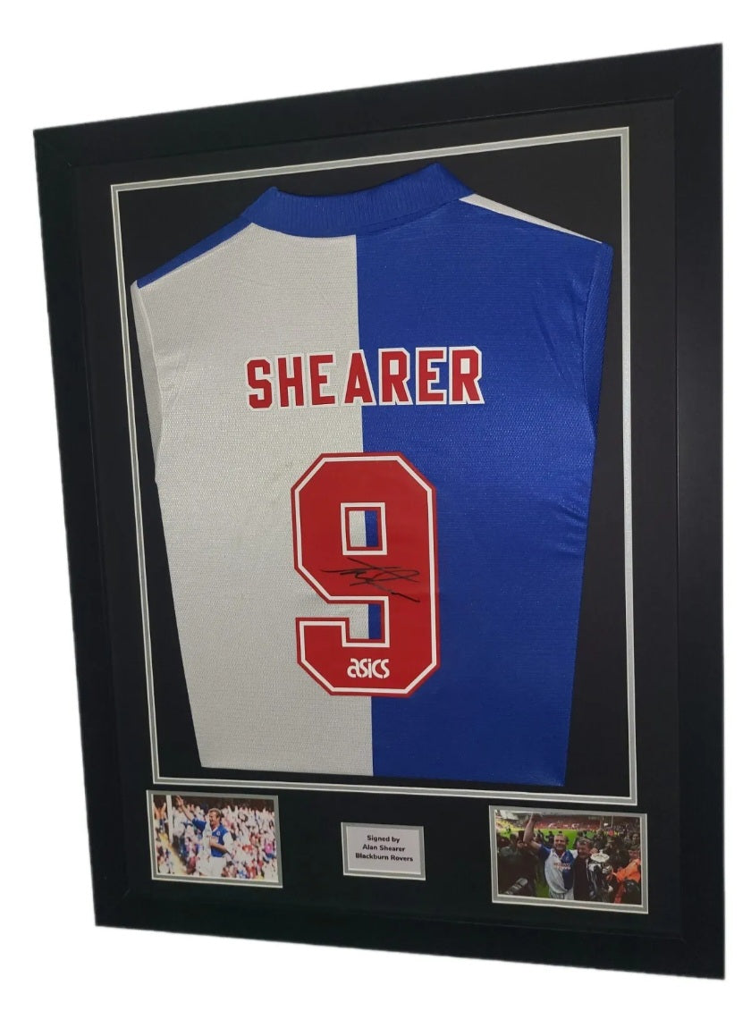 Alan Shearer Hand Signed Blackburn Rovers Home 1995 Framed Shirt only with COA