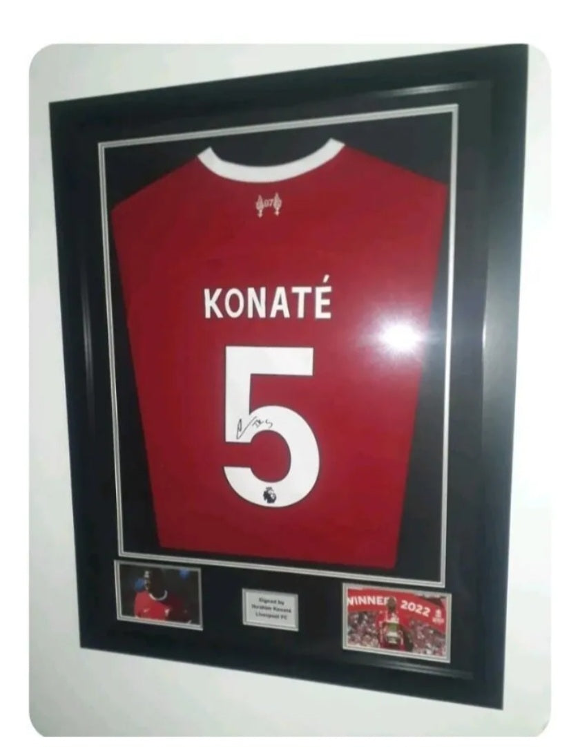 Konate Hand Signed Liverpool Home 2024/25 Framed Shirt with COA