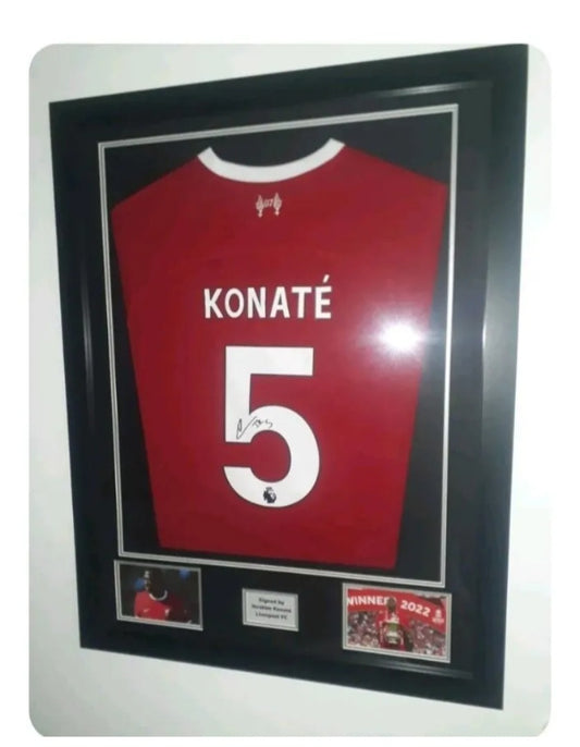 Konate Hand Signed Liverpool Home 2023/24 Framed Shirt with COA