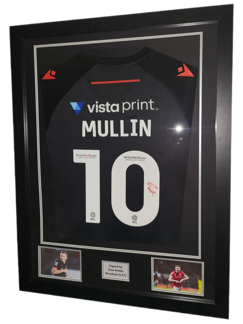 Paul Mullin Hand Signed Wrexham Away 2023/24 Framed Shirt