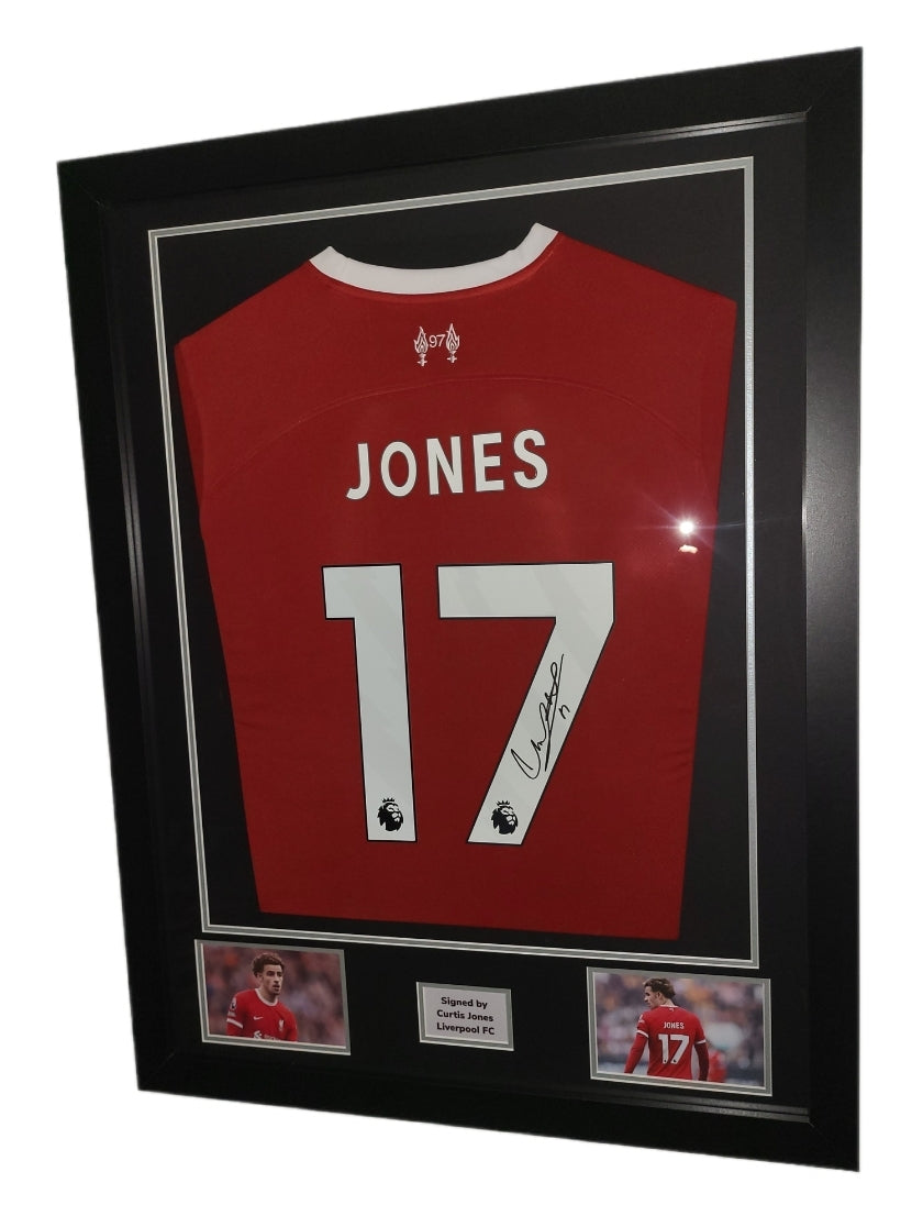 Curtis Jones Hand Signed Liverpool Home 2023/24 Framed Shirt with COA