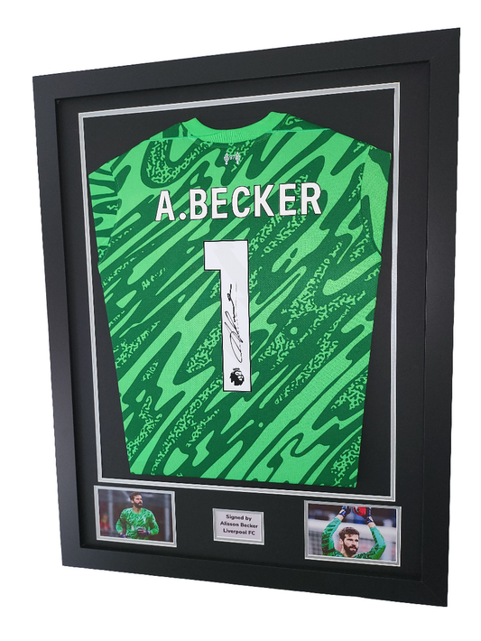 Alisson Becker Hand Signed Liverpool Green 2024/25 Framed Shirt with COA