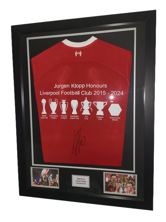 Jurgen Klopp Hand Back Signed Liverpool Home 2023/24 Framed Shirt with COA and Honours