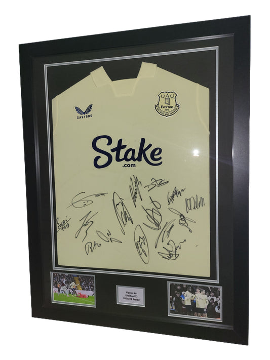 Squad Signed Everton Away 2025/26 Framed Shirt with COA
