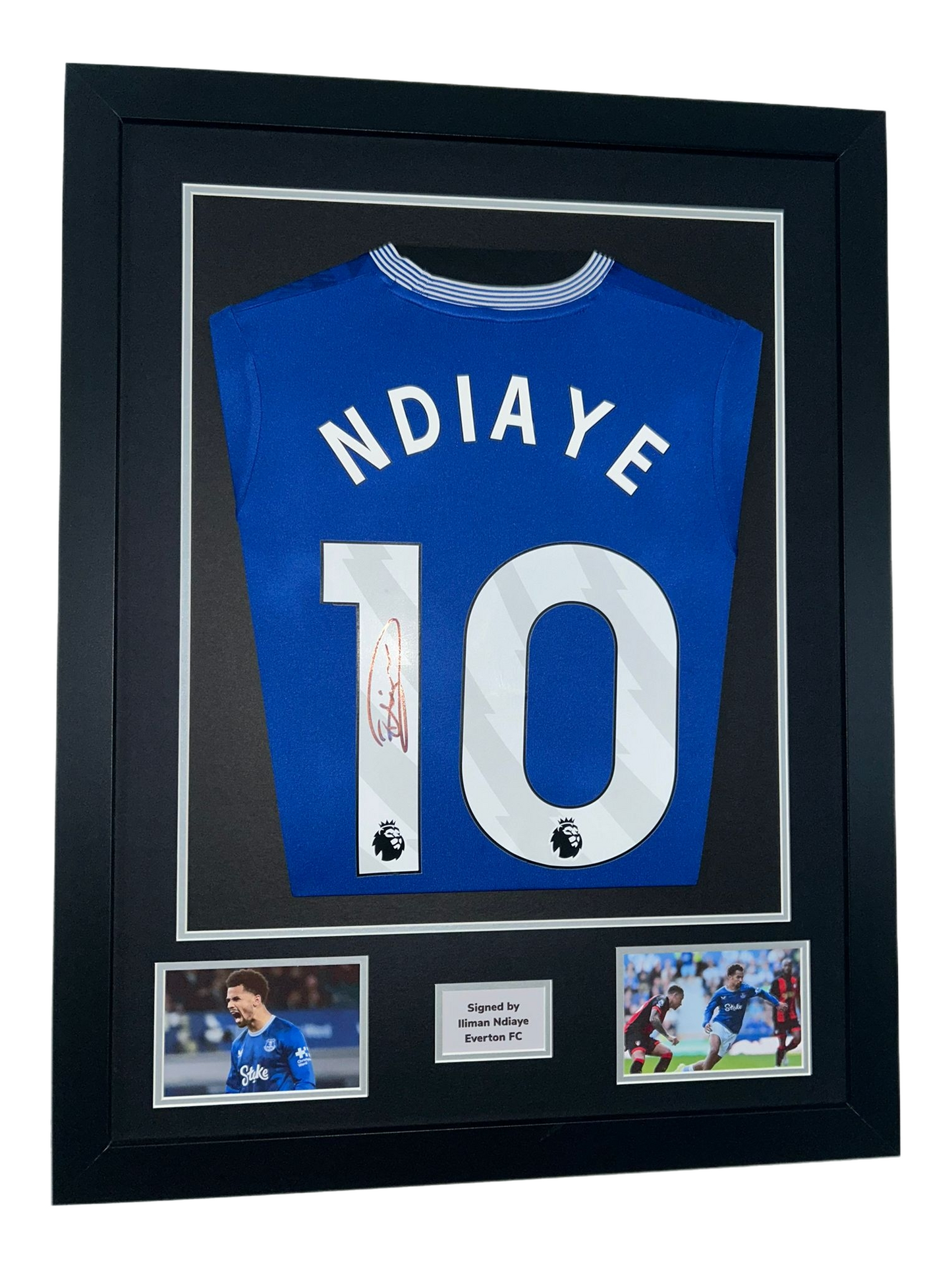 Iliman Ndiaye Hand Signed Everton Home 2024/25 Framed Shirt