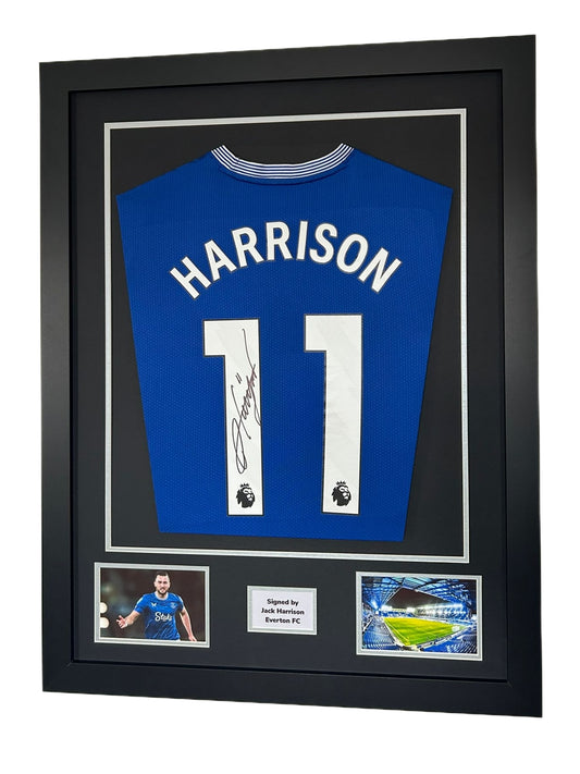 Jack Harrison Hand Signed Everton Home 2024/25 Framed Shirt with CoA