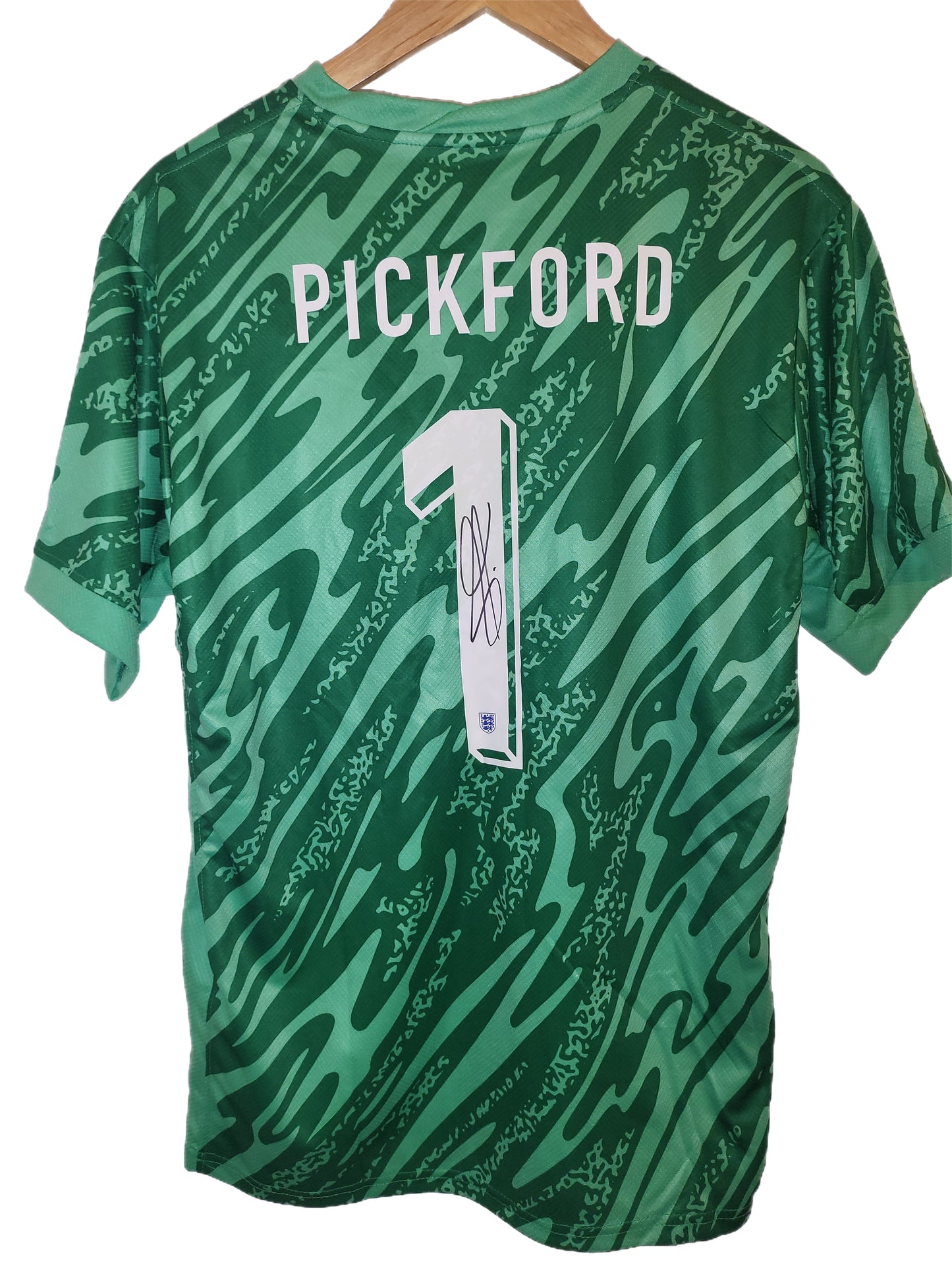 Jordan Pickford Hand Signed England Green Euro 2024 Framed Shirt with COA