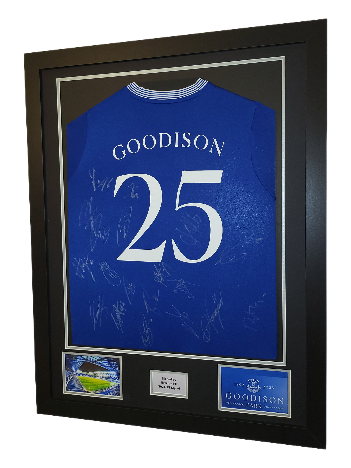 Goodison 25 Squad Signed Everton Home 2024/25 Framed Shirt with COA