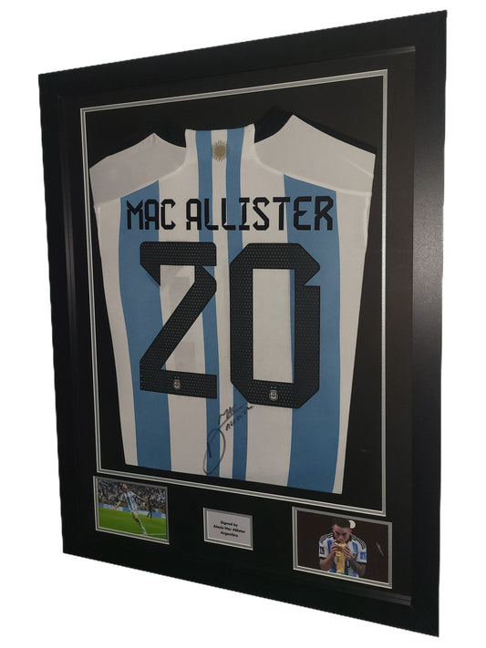 Alexis Mac Allister Hand Signed Argentina Framed Shirt with COA