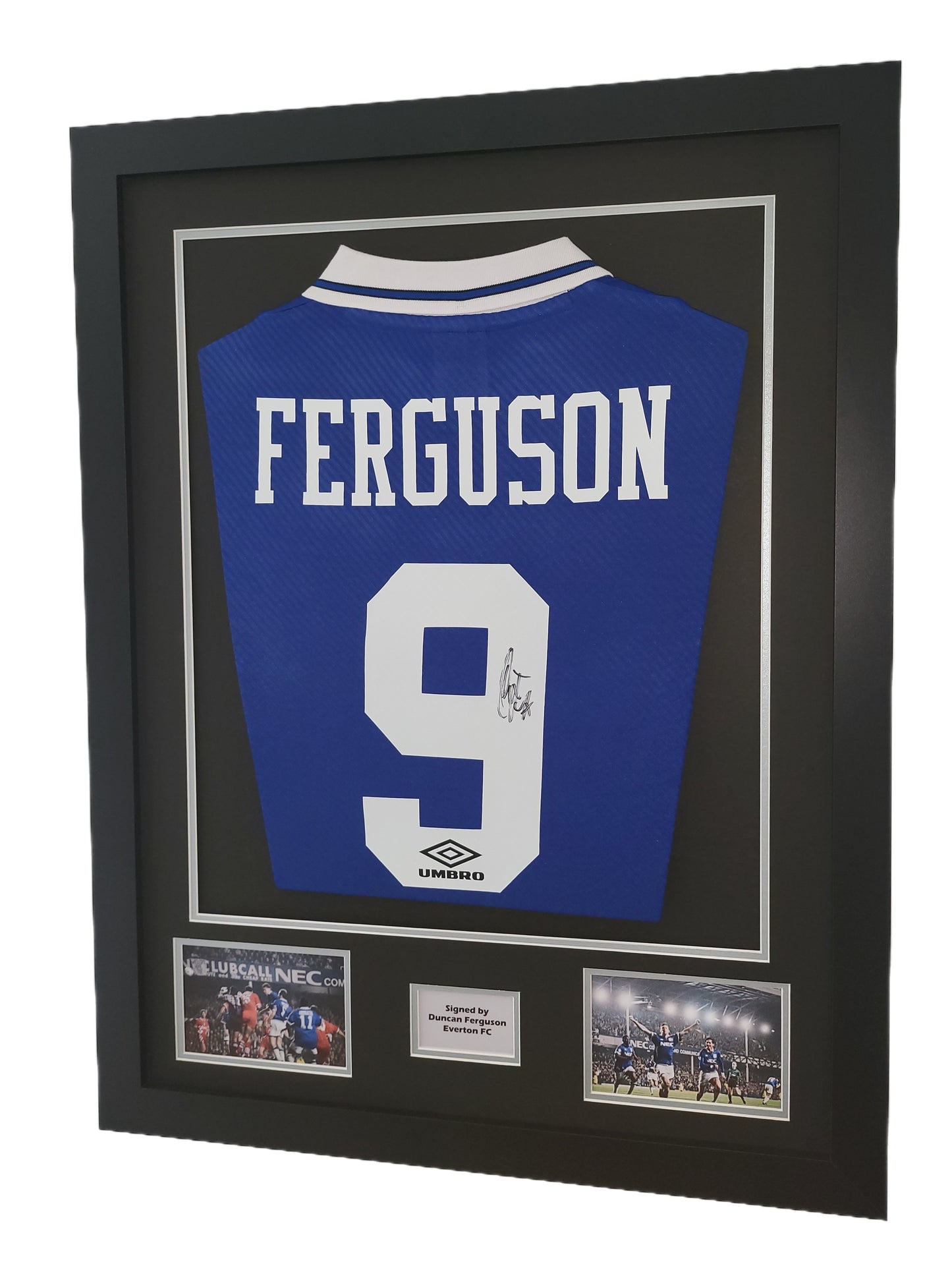 Duncan Ferguson Hand Everton Home 1994/1995 Framed Shirt with COA