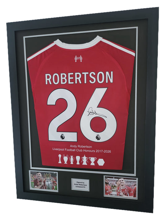 Andy Robertson Hand Signed Liverpool FC Home 2025/26 Honours Framed Shirt with COA