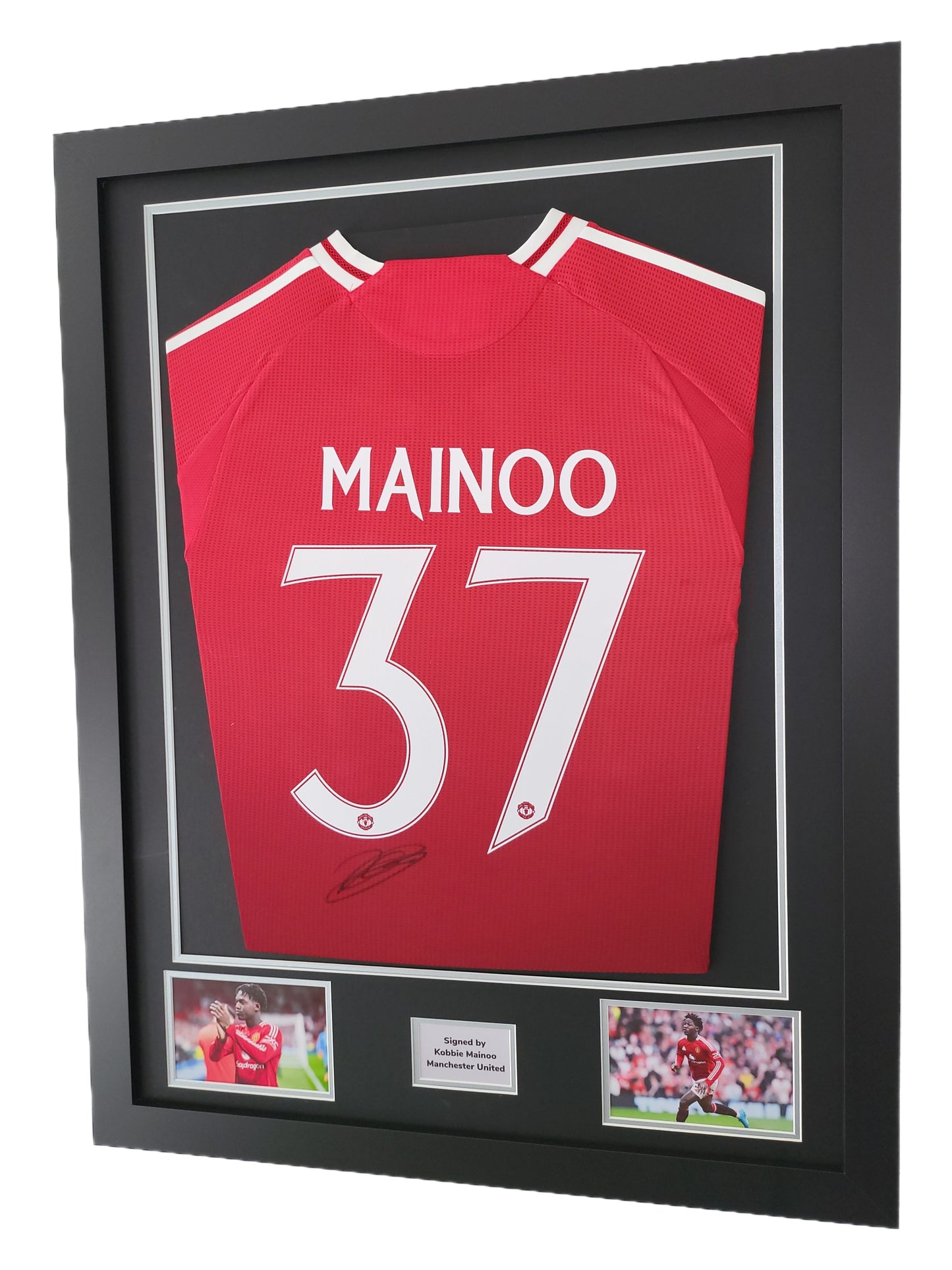 Kobbie Mainoo Hand Signed Manchester United Home 2024/25 Framed Shirt with club nameset and COA