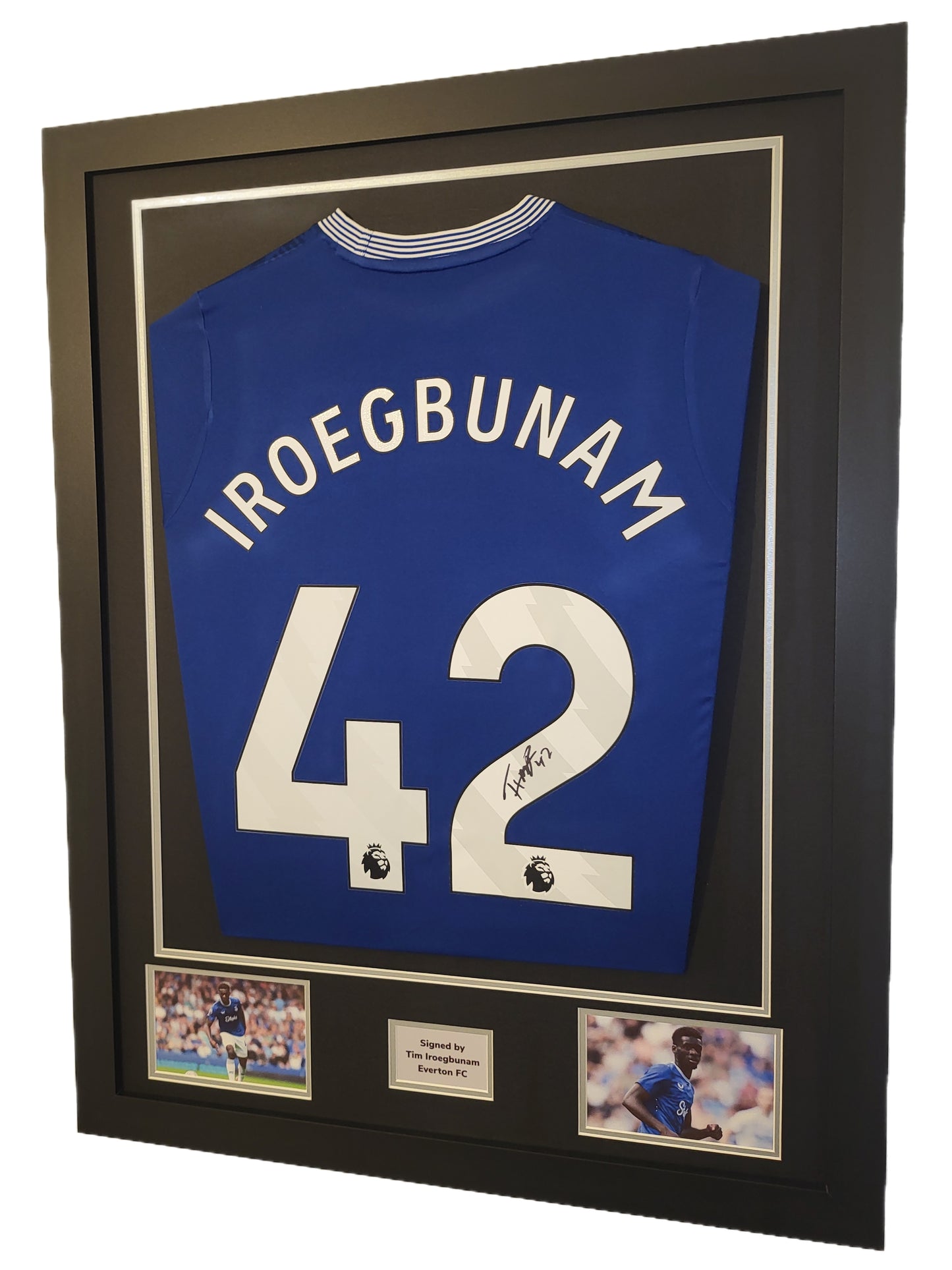 Tim Iroegbunam Hand Signed Everton Home 2024/25 Framed Shirt